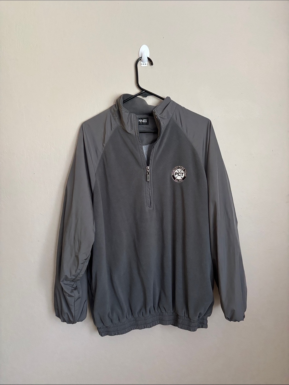 PCT TOUR Charcoal Gray Quarter-Zip Windbreaker size medium